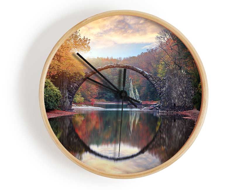 Semi Circle Bridge Over The River Clock - Wallart-Direct UK