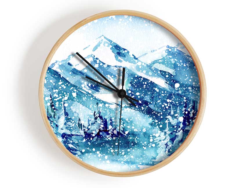 Snowy Mountains Bliss Clock - Wallart-Direct UK