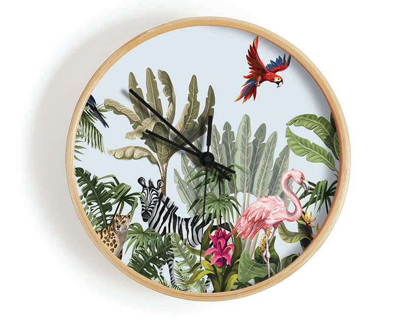 Jungle Paradise Animals Clock - Wallart-Direct UK