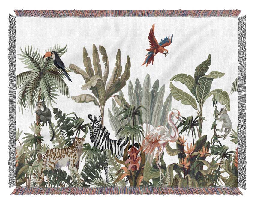 Jungle Paradise Animals Woven Blanket