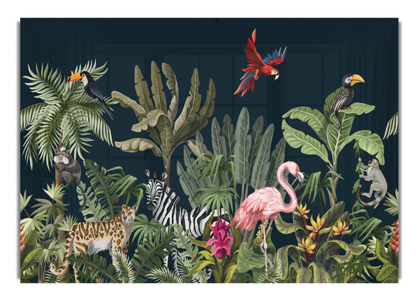 Jungle Paradise Animals Black