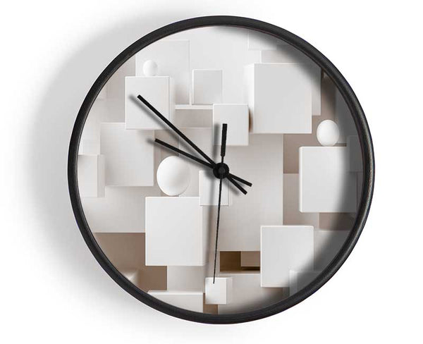 Cubes And Spheres White Clock - Wallart-Direct UK