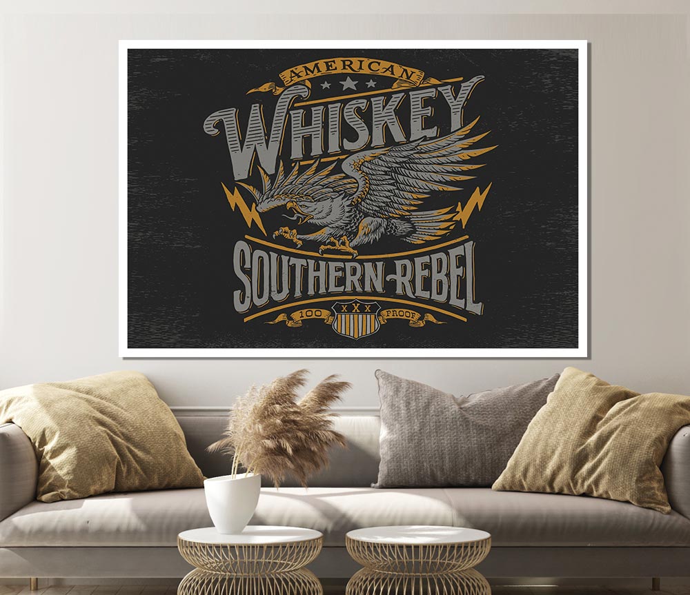 Whiskey Southern Rebel Print Poster Wall Art