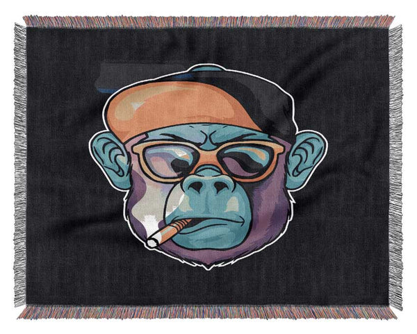 Gorilla Smoking Hat Woven Blanket