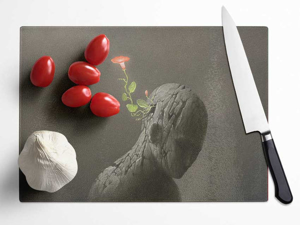 The Flower From The Concrete Man Glass Chopping Board