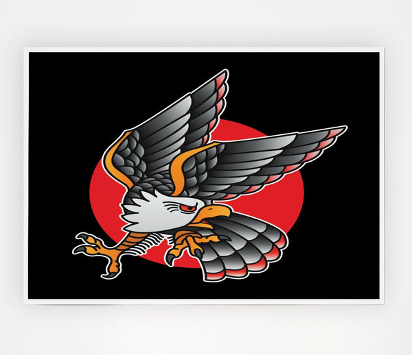 Tattoo Eagle Sun Print Poster Wall Art