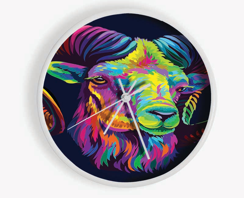 The Horned Goat Vibrant Clock - Wallart-Direct UK