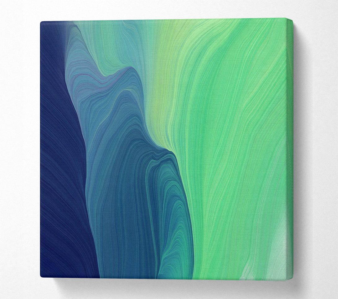 A Square Canvas Print Showing Green Formation Of Colour Square Wall Art