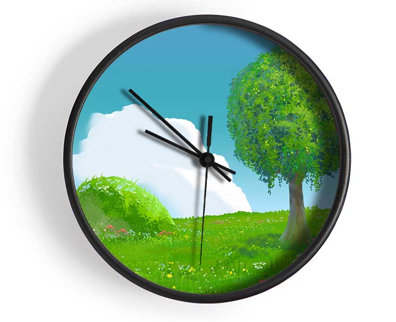 The Round Tree Summer Skies Clock - Wallart-Direct UK