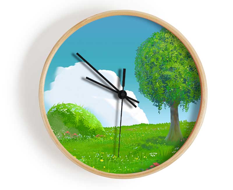 The Round Tree Summer Skies Clock - Wallart-Direct UK