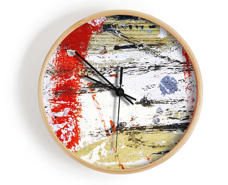 Distorted Red Patch Clock - Wallart-Direct UK