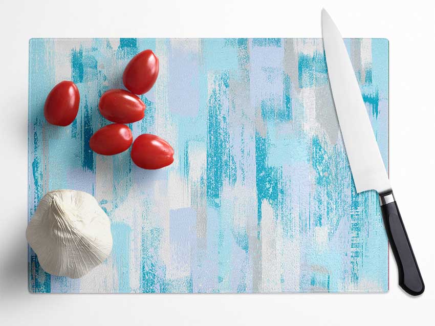 Winter Blue Vertical Paint Glass Chopping Board