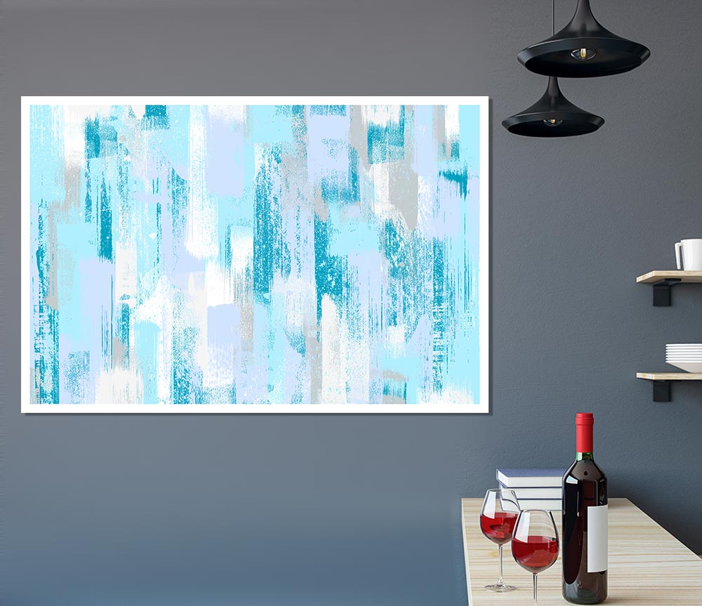 Winter Blue Vertical Paint Print Poster Wall Art