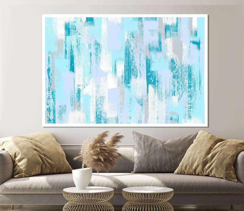 Winter Blue Vertical Paint Print Poster Wall Art