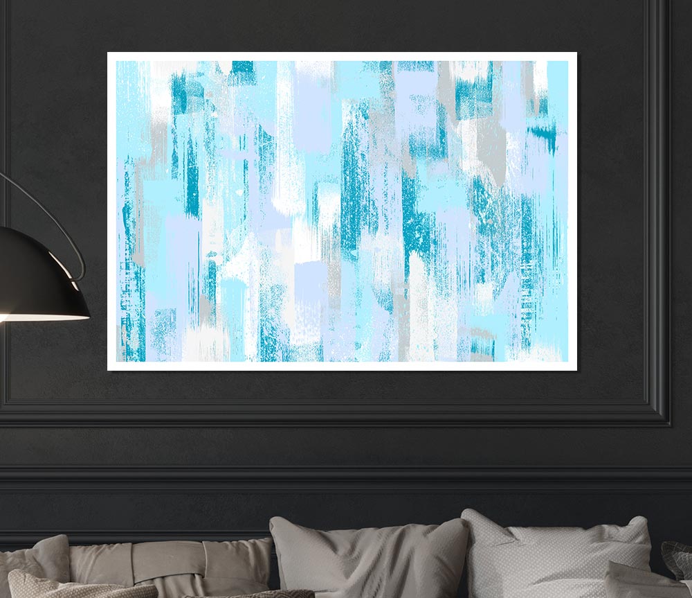 Winter Blue Vertical Paint Print Poster Wall Art