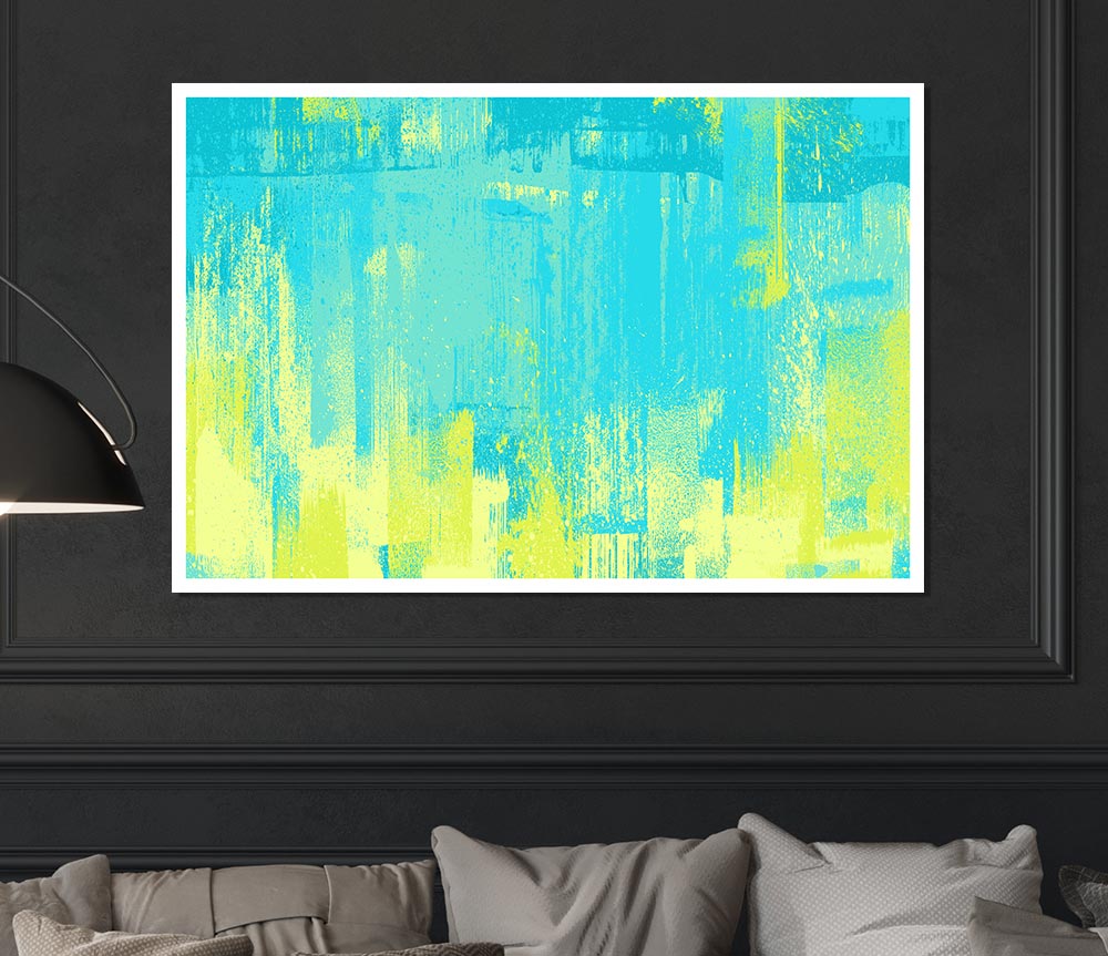 Vivid Blue Aqua Paint Print Poster Wall Art