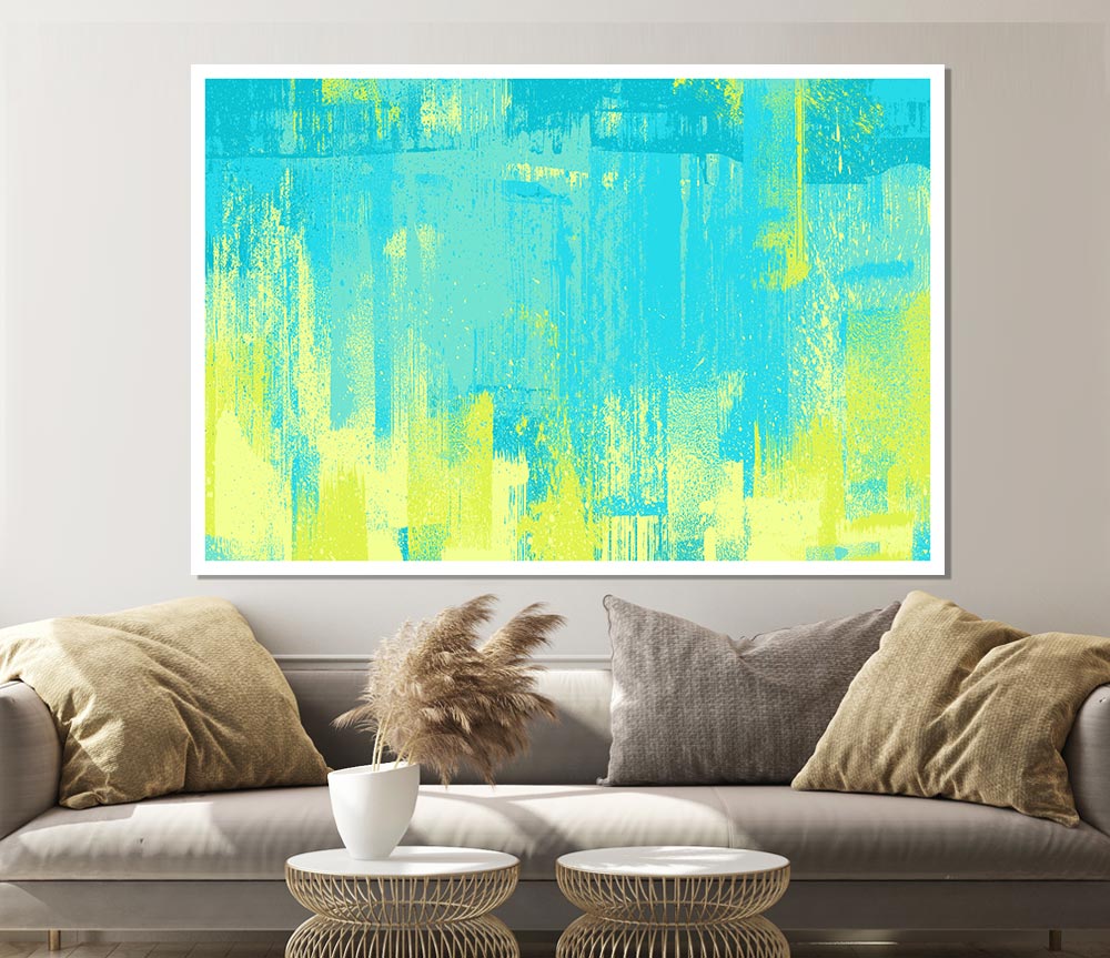 Vivid Blue Aqua Paint Print Poster Wall Art