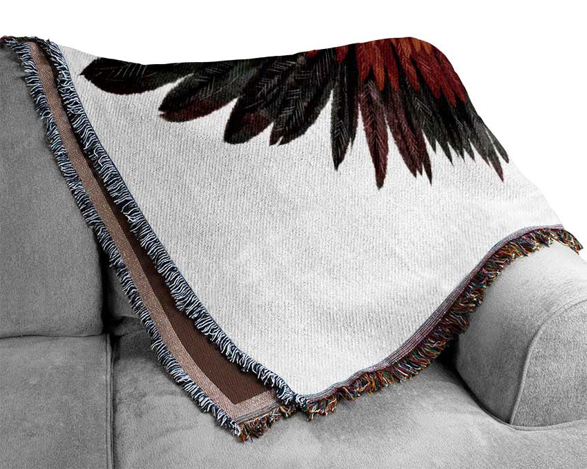 The Read Feathers Of A Bird Woven Blanket