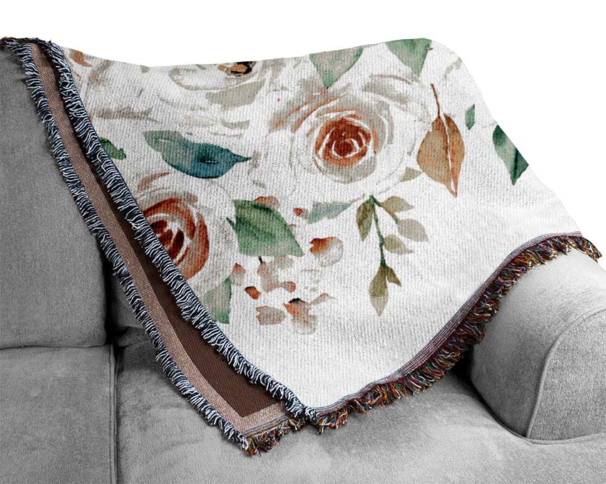 Floral Roses Bouquet Woven Blanket