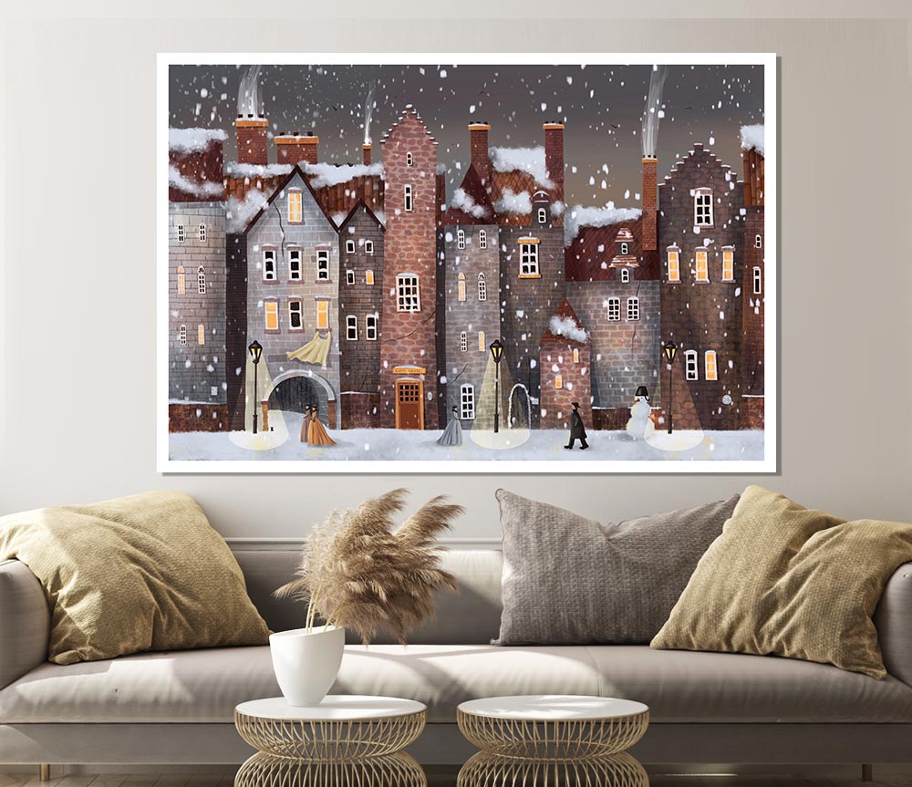 The Snowy Streets Print Poster Wall Art