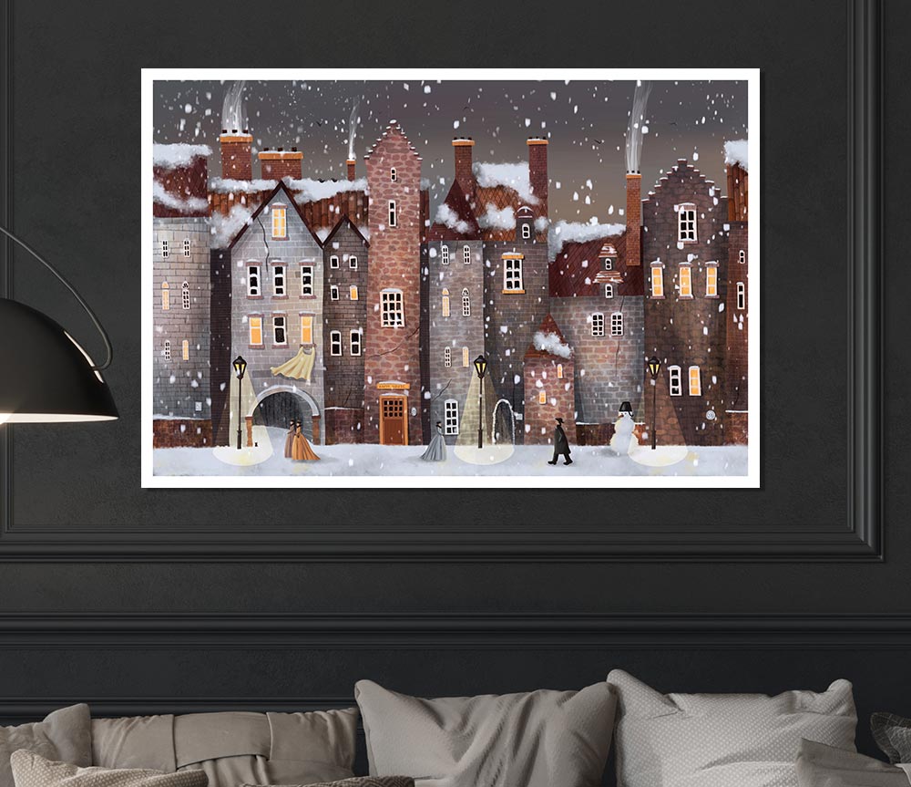 The Snowy Streets Print Poster Wall Art