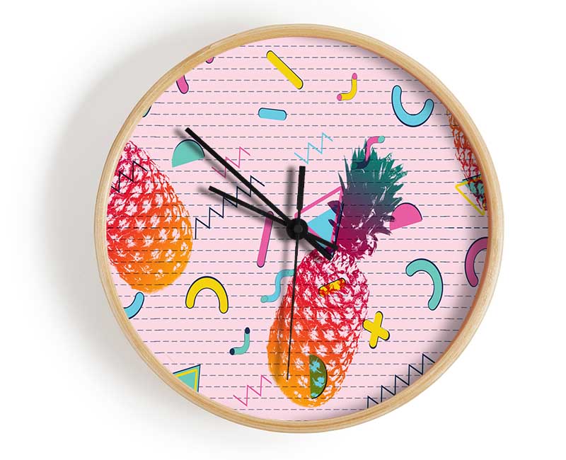 Pineapple Abstract Pattern Clock - Wallart-Direct UK