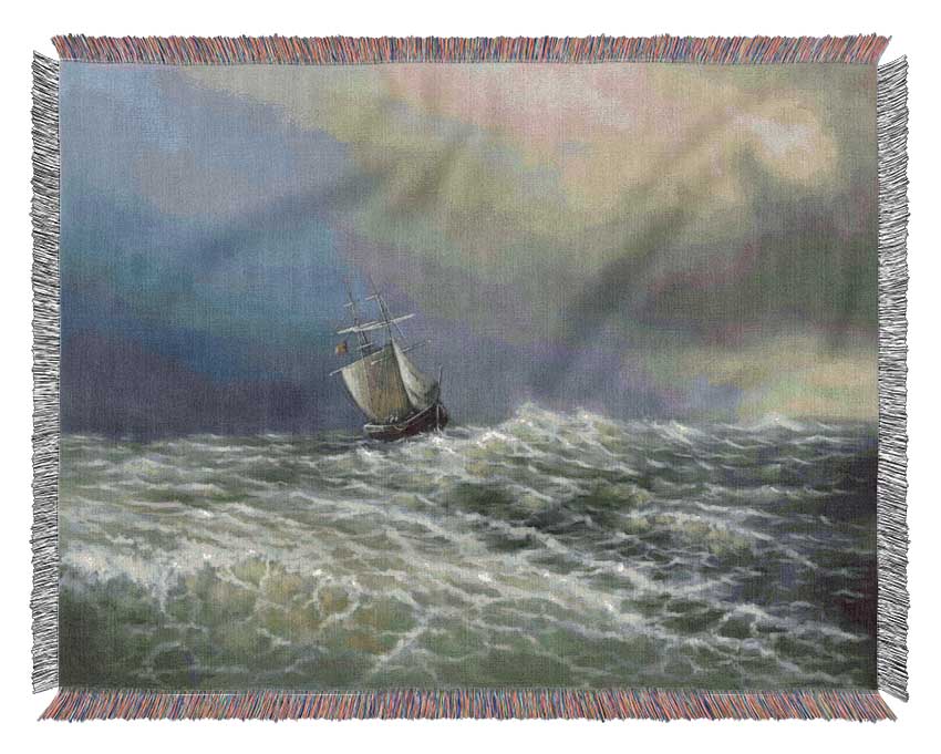 Rough Seas Ship Woven Blanket