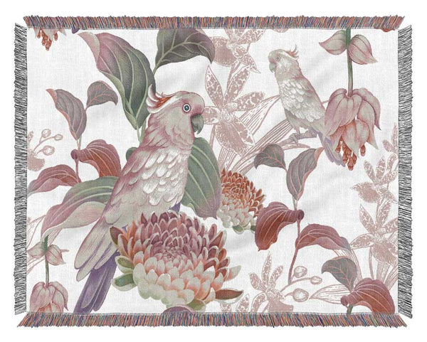 The Parrot Is Of Floral Pattern Woven Blanket