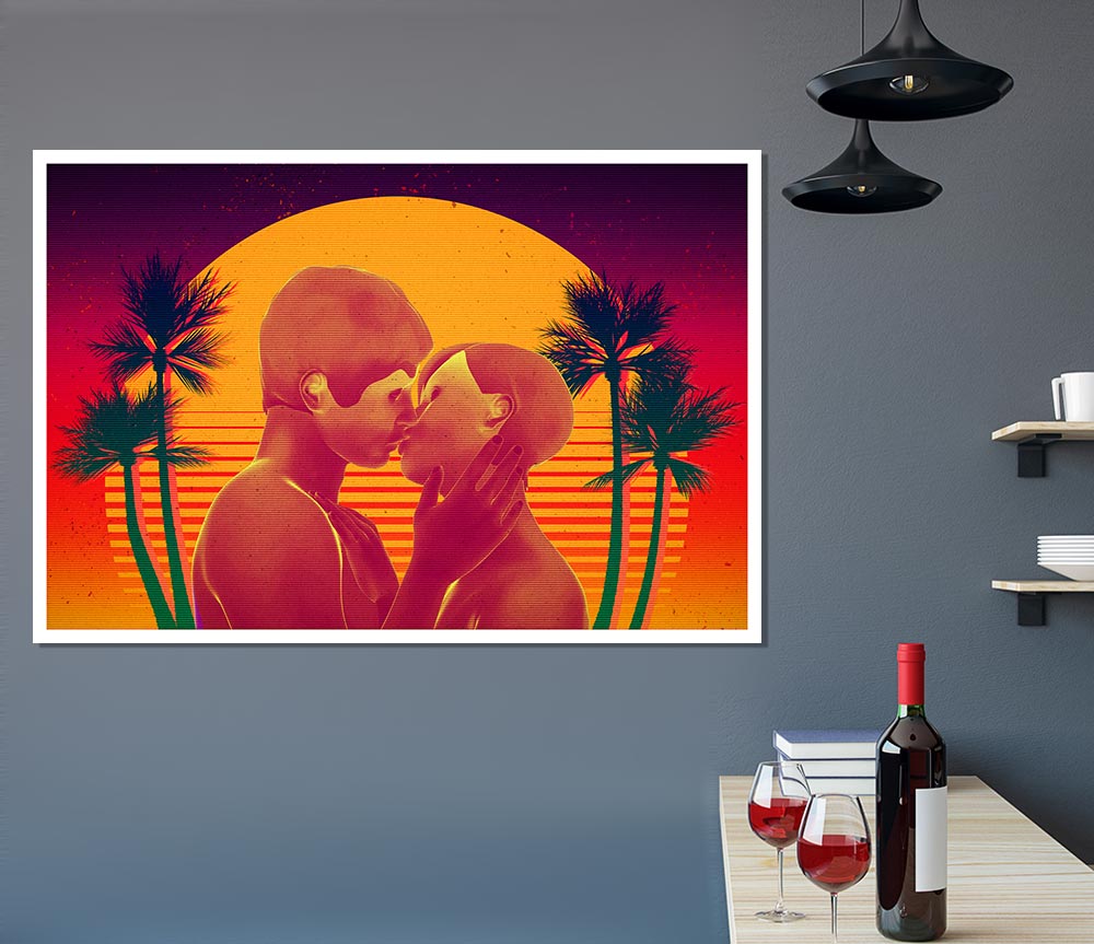 The Sunset Kiss Paradise Print Poster Wall Art