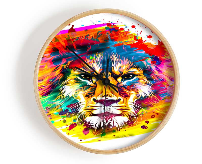 The Lion Splatter Clock - Wallart-Direct UK