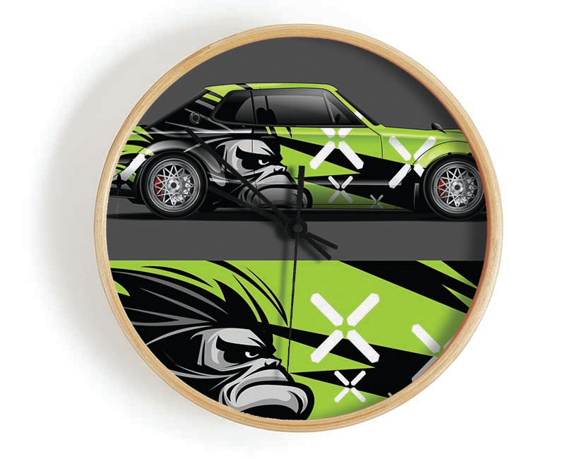 The Green Race Car Clock - Wallart-Direct UK