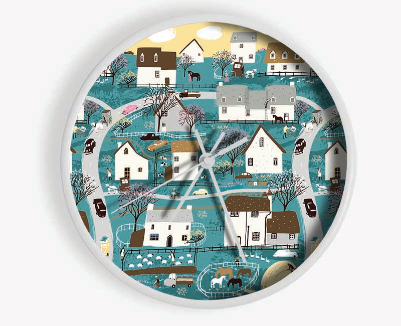 Houses Of Sweden Clock - Wallart-Direct UK