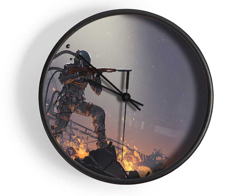 The Fiery Gunman Clock - Wallart-Direct UK