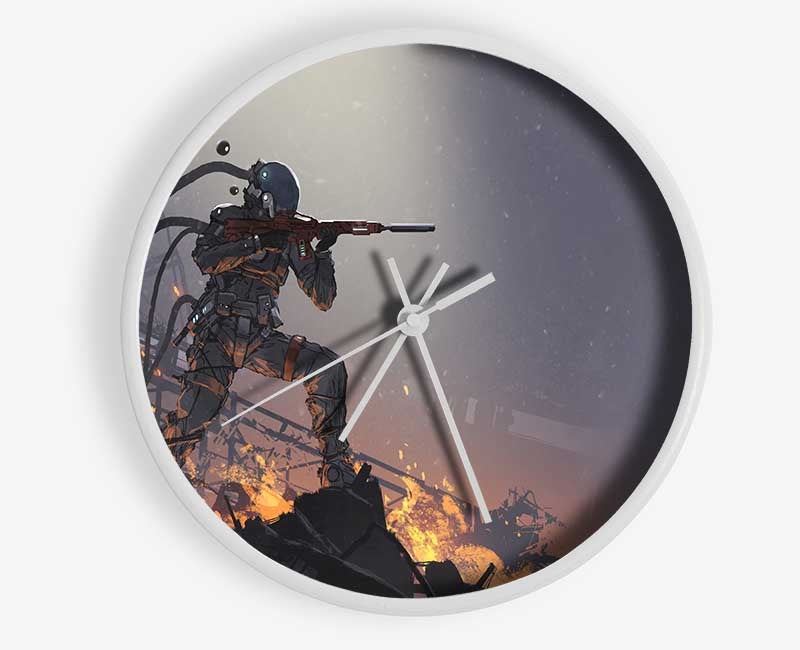 The Fiery Gunman Clock - Wallart-Direct UK