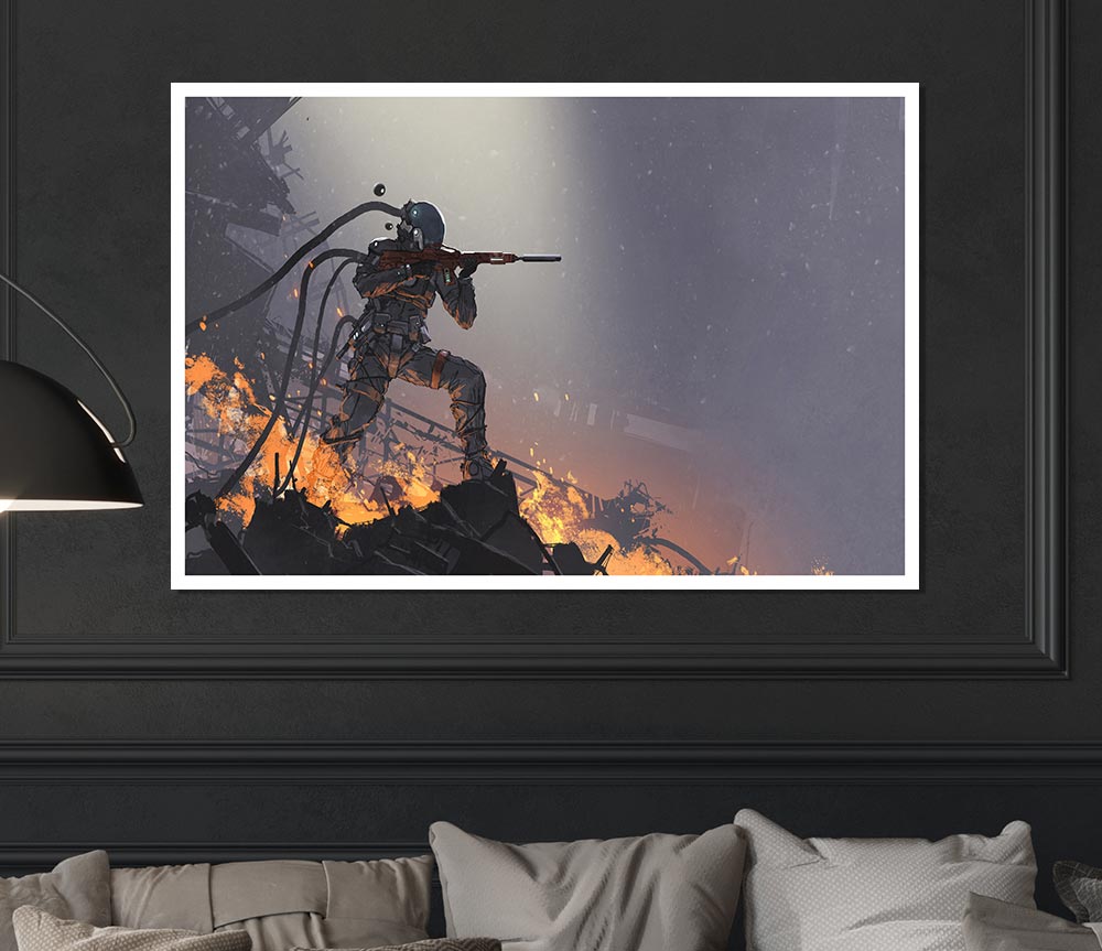 The Fiery Gunman Print Poster Wall Art