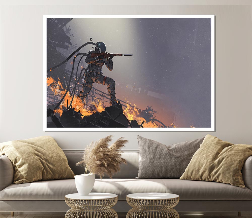 The Fiery Gunman Print Poster Wall Art