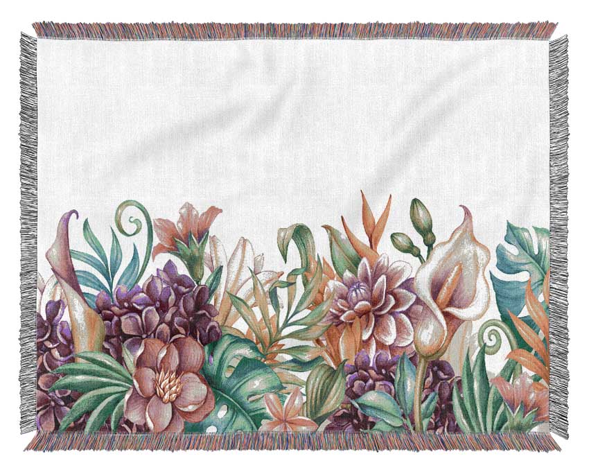 Tropical Flowers Woven Blanket