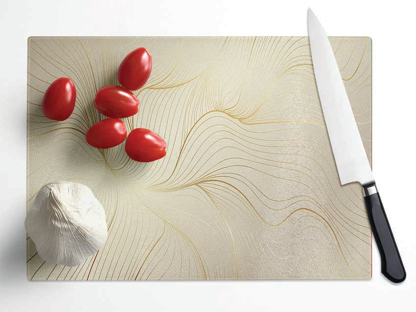 Gold Lines Of Power Glass Chopping Board