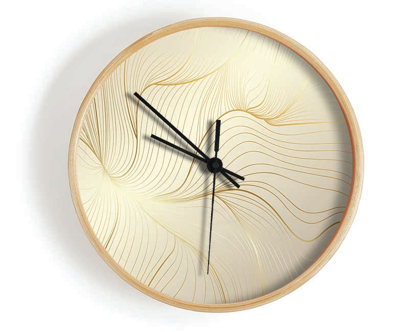 Gold Lines Of Power Clock - Wallart-Direct UK