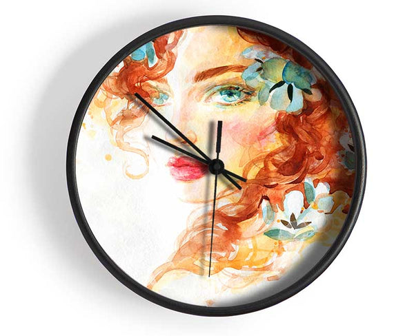 Redhead With Flowers In Hair Clock - Wallart-Direct UK