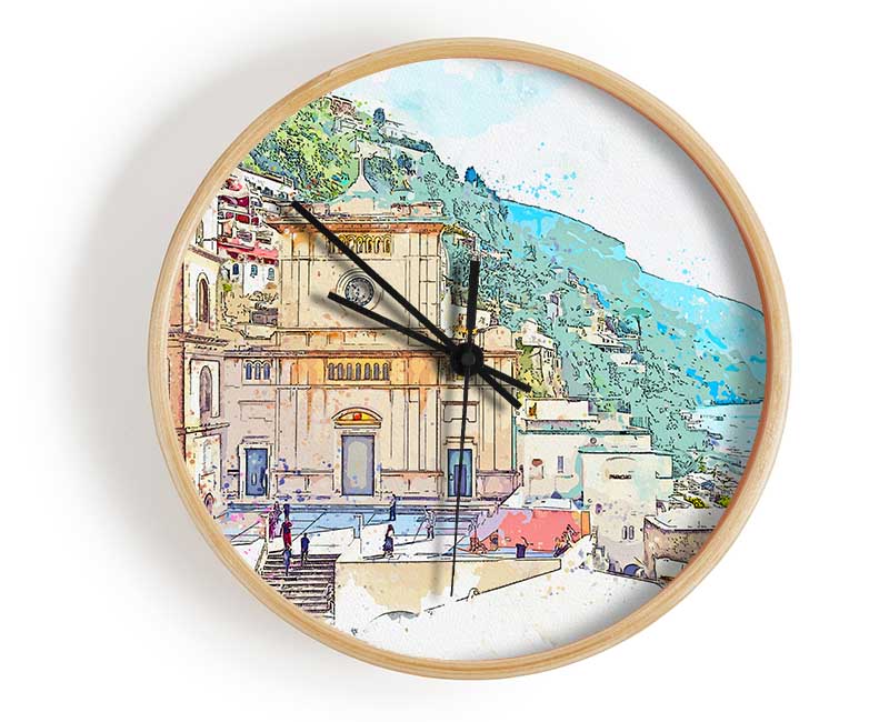 The Watercolour City Line Clock - Wallart-Direct UK