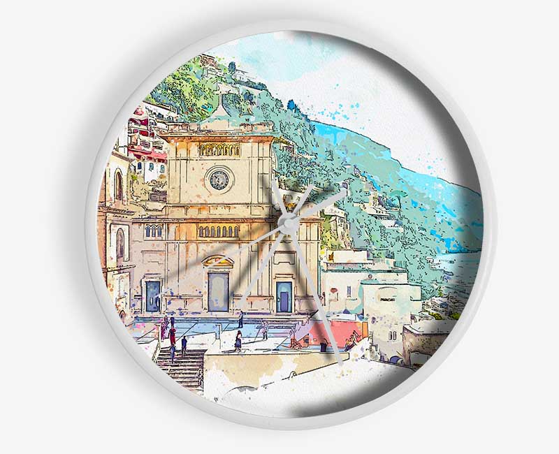 The Watercolour City Line Clock - Wallart-Direct UK