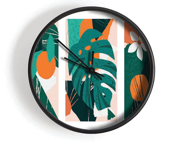 The Modern Cheese Plant Set Clock - Wallart-Direct UK