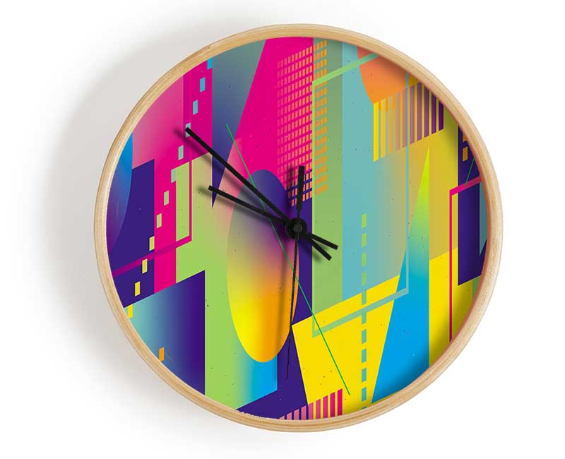 Abstract Triangles And Spheres Clock - Wallart-Direct UK