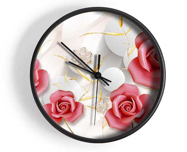 Pink Roses Pop Clock - Wallart-Direct UK