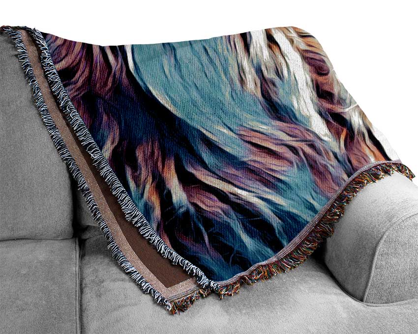 Cool Blues Lion Woven Blanket