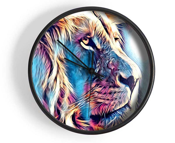 Cool Blues Lion Clock - Wallart-Direct UK