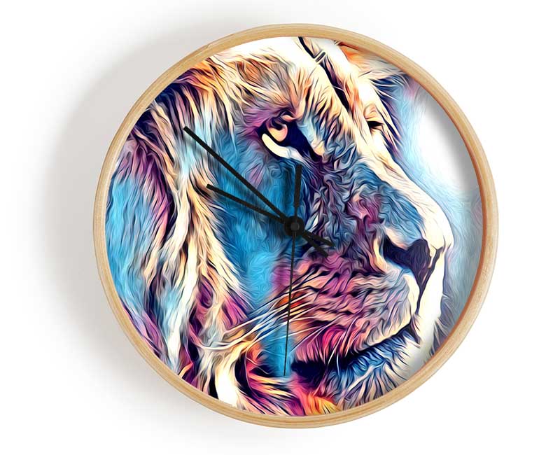 Cool Blues Lion Clock - Wallart-Direct UK