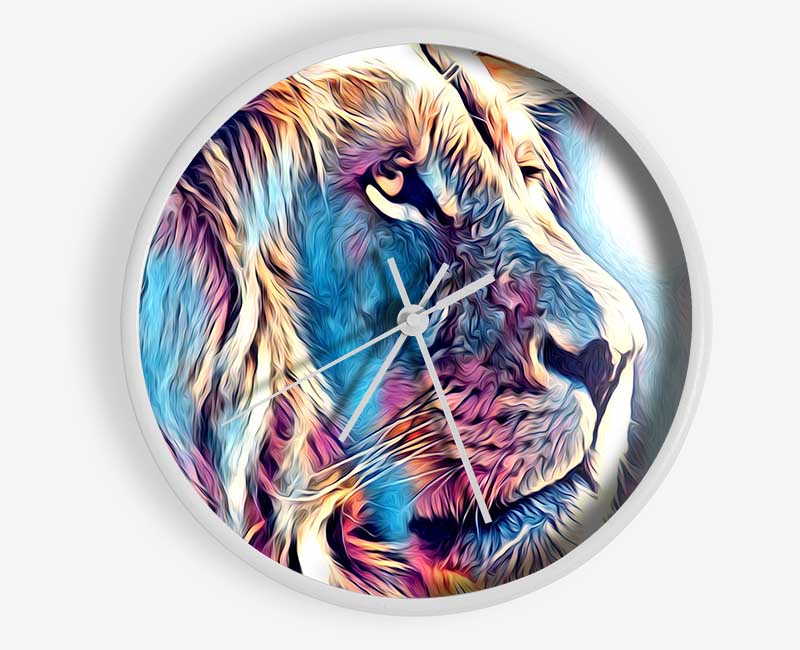 Cool Blues Lion Clock - Wallart-Direct UK