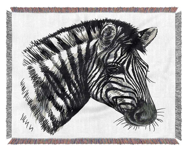 Black And White Zebra Head Woven Blanket